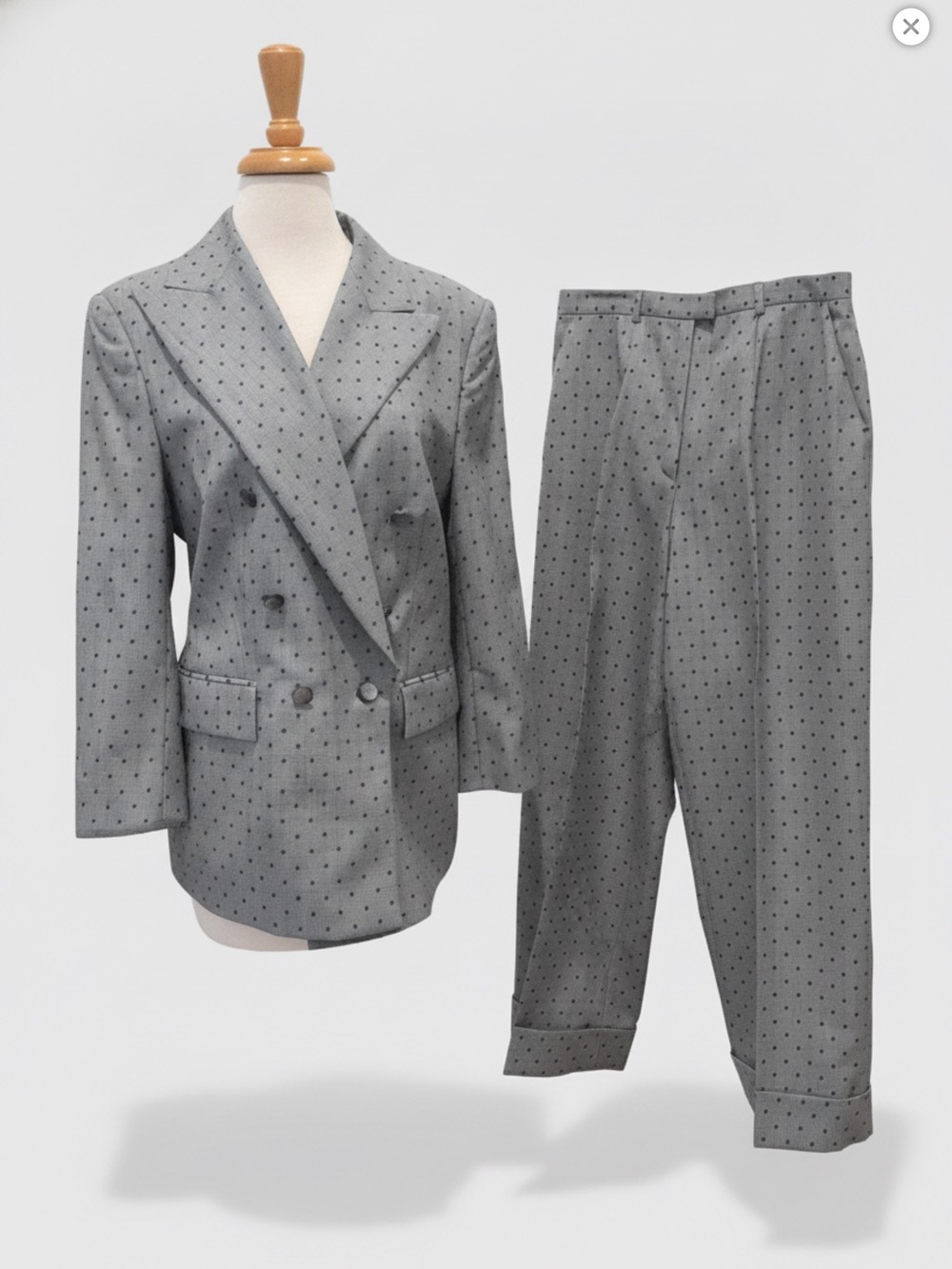Escada Gray Polka Dot Blazer & Trousers Suit
